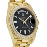 Replica Rolex Day-Date 228348RBR Yellow Gold Black Diamond Dial Diamond Bezel - Image 5