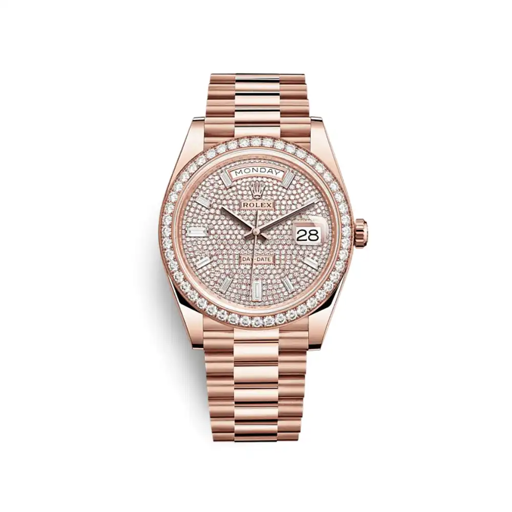 tdqhdwietzb.webp Replica Rolex Day-Date 228345RBR Rose Gold Diamond Bezel Diamond-Paved Dial - Image 1