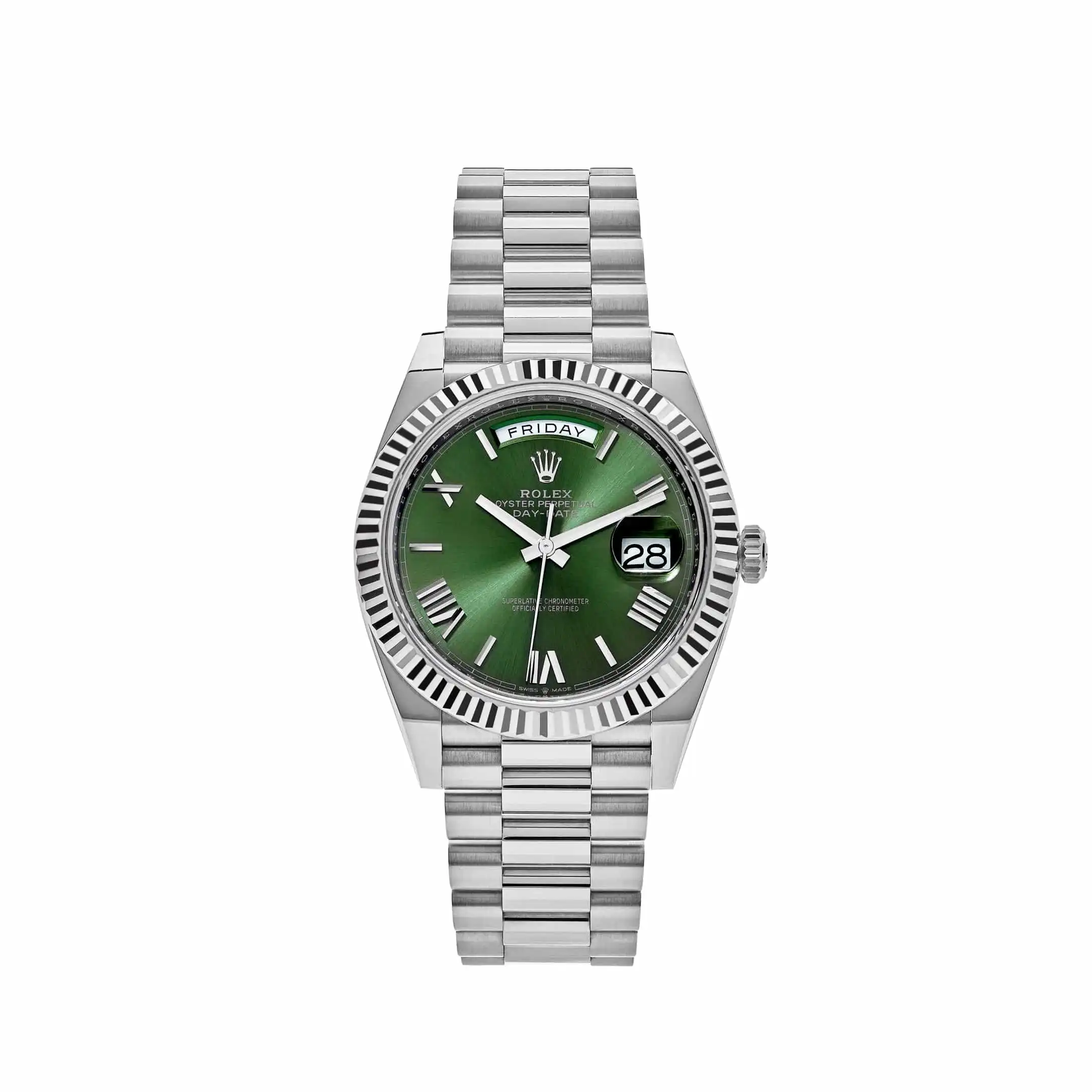 qksp2kqlqfw.webp Replica Rolex Day-Date 228239 White Gold Olive Dial - Image 1