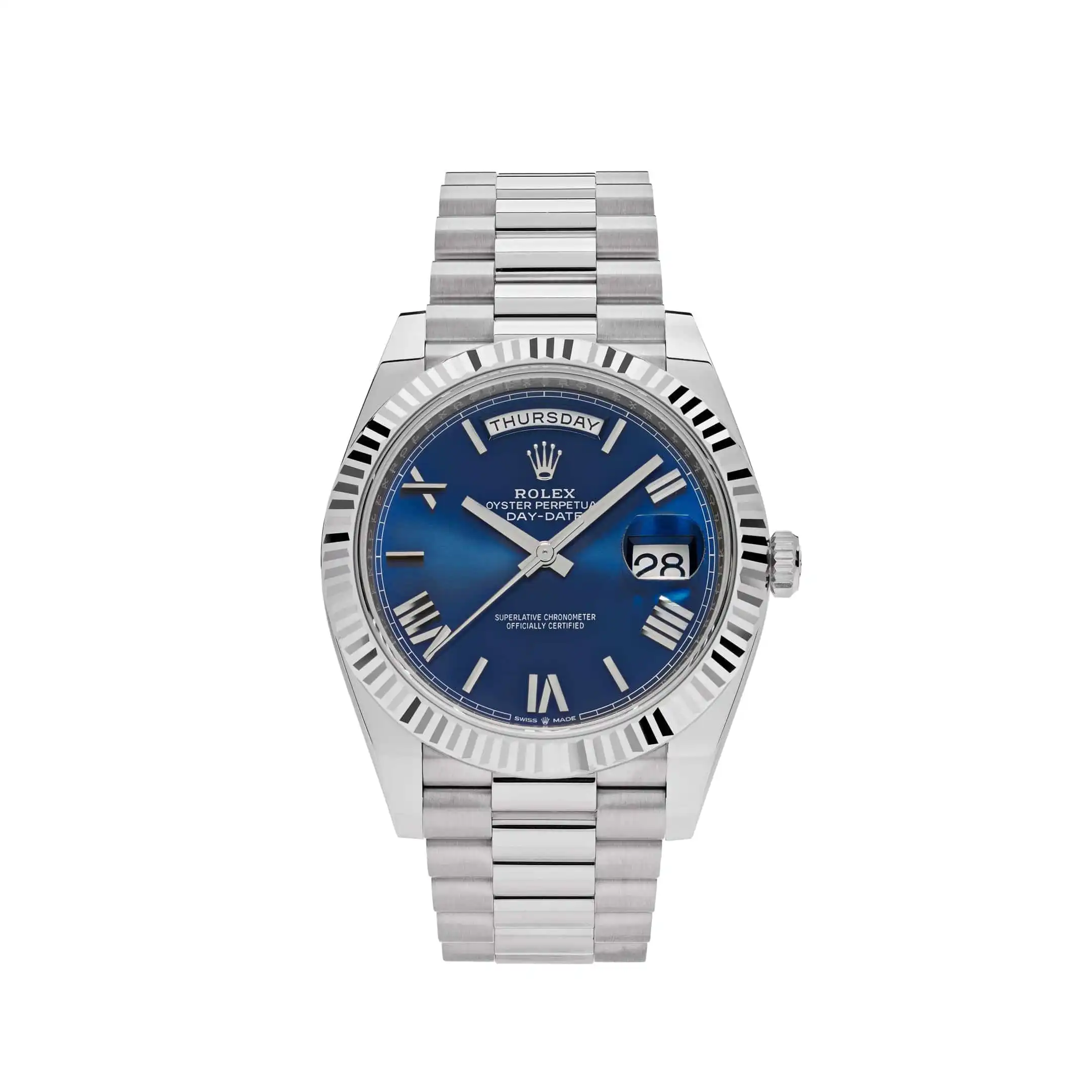 h1podqda5za.webp Replica Rolex Day-Date 228239 White Gold Blue Dial - Image 1
