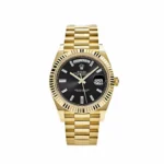 Replica Rolex Day-Date 228238 Yellow Gold Black Baguette Diamond Dial