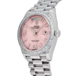 Replica Rolex Day-Date 128396TBR Platinum Pink Opal Diamond Dial and Bezel - Image 4