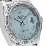 Replica Rolex Day-Date 128396TBR Platinum Ice Blue Dial Diamond Bezel - Image 5
