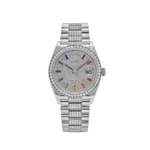 Replica Rolex Day-Date 128349RBR White Gold Diamond Bezel Diamond-Paved Set