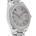 Replica Rolex Day-Date 128349RBR White Gold Diamond Bezel Diamond-Paved Set - Image 4