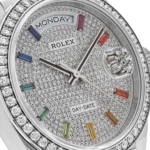 Replica Rolex Day-Date 128349RBR White Gold Diamond Bezel Diamond-Paved Set - Image 5