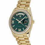 Replica Rolex Day-Date 128348RBR Yellow Gold Green Malachite Dial Diamond Beze - Image 2