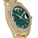Replica Rolex Day-Date 128348RBR Yellow Gold Green Malachite Dial Diamond Beze - Image 3