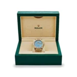 Replica Rolex Day-Date 128348RBR Yellow Gold Diamond Bezel Turquoise Diamond Dial - Image 7