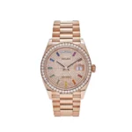 Replica Rolex Day-Date 128345RBR Rose Gold Rainbow Diamond Pave Dial
