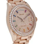 Replica Rolex Day-Date 128345RBR Rose Gold Rainbow Diamond Pave Dial - Image 3