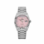 Replica Rolex Day-Date 128239 White Gold Pink Opal Diamond Roman Numerals Dial