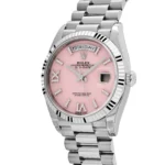 Replica Rolex Day-Date 128239 White Gold Pink Opal Diamond Roman Numerals Dial - Image 4