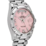 Replica Rolex Day-Date 128239 White Gold Pink Opal Diamond Roman Numerals Dial - Image 5