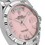 Replica Rolex Day-Date 128239 White Gold Pink Opal Diamond Roman Numerals Dial - Image 6
