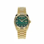 Replica Rolex Day-Date 128238 Yellow Gold Green Malachite Roman Diamond Dial