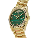 Replica Rolex Day-Date 128238 Yellow Gold Green Malachite Roman Diamond Dial - Image 2