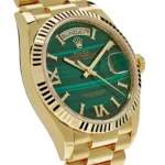 Replica Rolex Day-Date 128238 Yellow Gold Green Malachite Roman Diamond Dial - Image 3