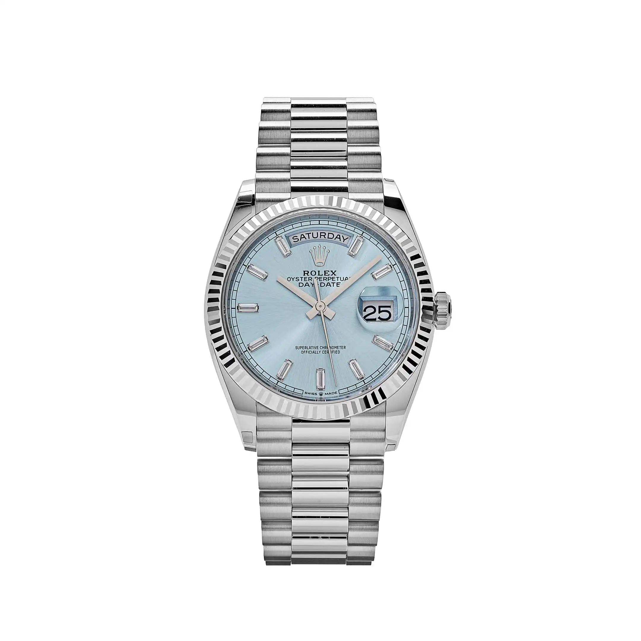 ktpbun1e5ax.webp Replica Rolex Day-Date 128236 Platinum Ice Blue Baguette Dial - Image 1