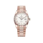 Replica Rolex Day-Date 128235 Rose Gold White Dial