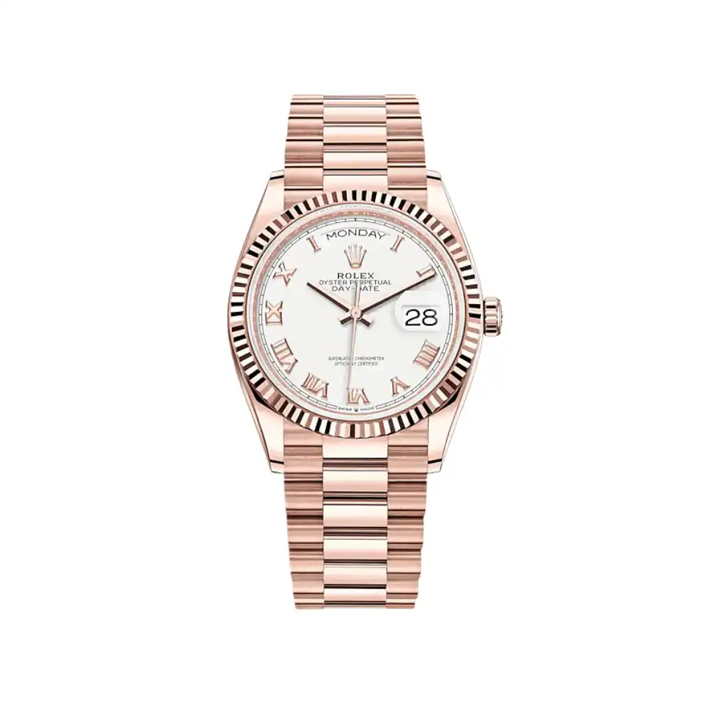 52a4h022qcn.webp Replica Rolex Day-Date 128235 Rose Gold White Dial - Image 1