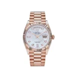 Replica Rolex Day-Date 128235 Rose Gold Mother of Pearl Diamond Dial