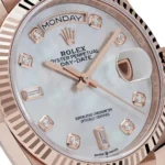 Replica Rolex Day-Date 128235 Rose Gold Mother of Pearl Diamond Dial - Image 6