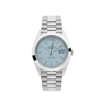 Replica Rolex Day-Date 228206 Platinum Ice Blue Diagonal Motif Dial
