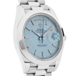 Replica Rolex Day-Date 228206 Platinum Ice Blue Diagonal Motif Dial - Image 4