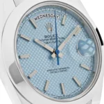 Replica Rolex Day-Date 228206 Platinum Ice Blue Diagonal Motif Dial - Image 5