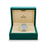 Replica Rolex Day-Date 228206 Platinum Ice Blue Diagonal Motif Dial - Image 7