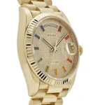 Replica Rolex Day-Date 128238 Yellow Gold Diamond-Paved Rainbow Dial - Image 4