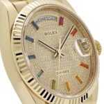 Replica Rolex Day-Date 128238 Yellow Gold Diamond-Paved Rainbow Dial - Image 5