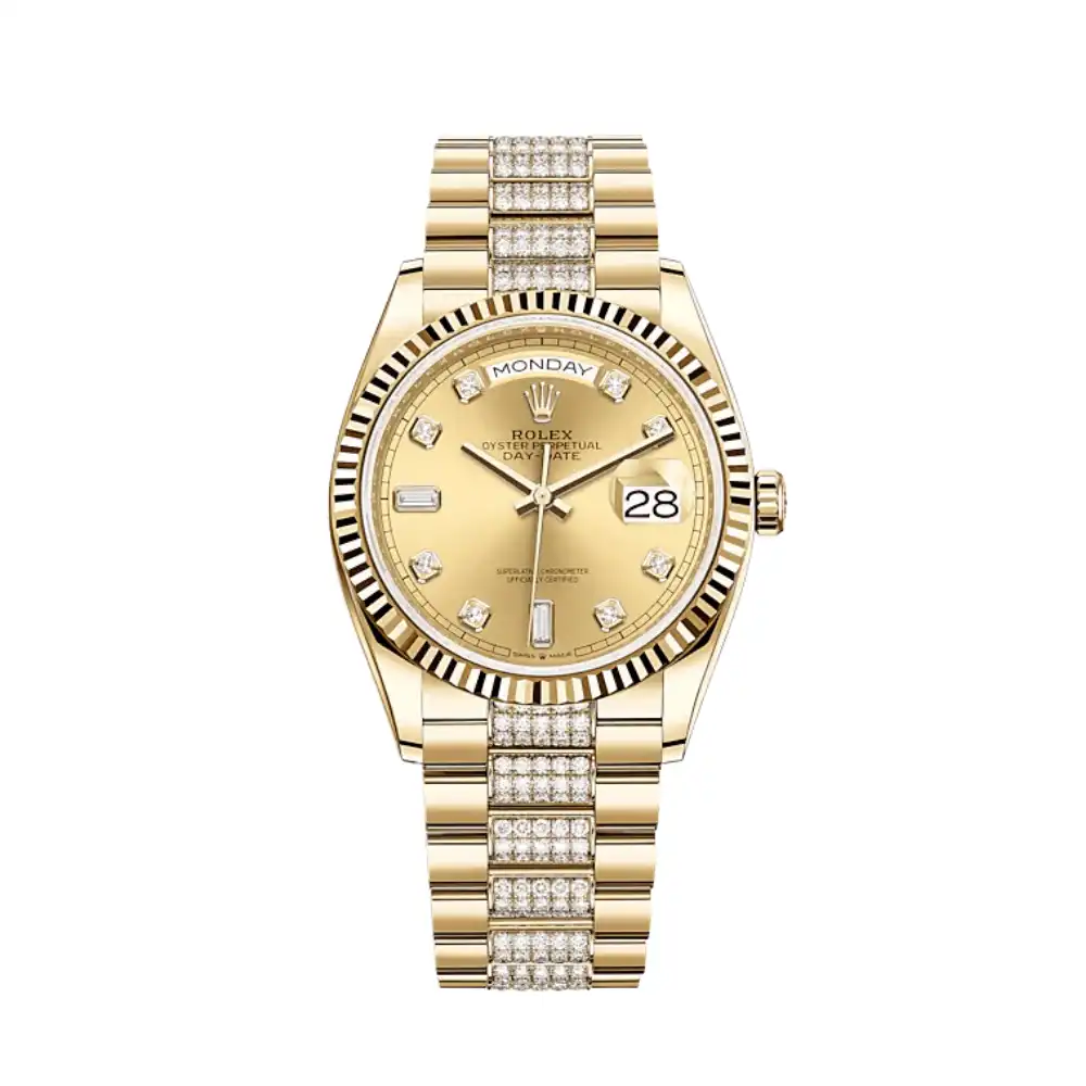 0gsxpkpvp3k.webp Replica Rolex Day-Date 128238 Yellow Gold Champagne Diamond Dial - Image 1