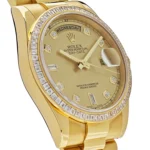 Replica Rolex Day-Date 118398BR Yellow Gold Diamond Bezel Champagne Diamond Dial - Image 3