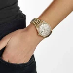 Replica Rolex Day-Date 118388 Yellow Gold White Mother of Pearl Dial Diamond Bezel - Image 2