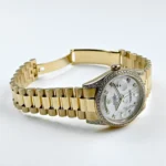 Replica Rolex Day-Date 118388 Yellow Gold White Mother of Pearl Dial Diamond Bezel - Image 6