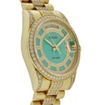 Replica Rolex Day-Date 118388 Yellow Gold Jade Green Dial Diamond Pave Carous - Image 3