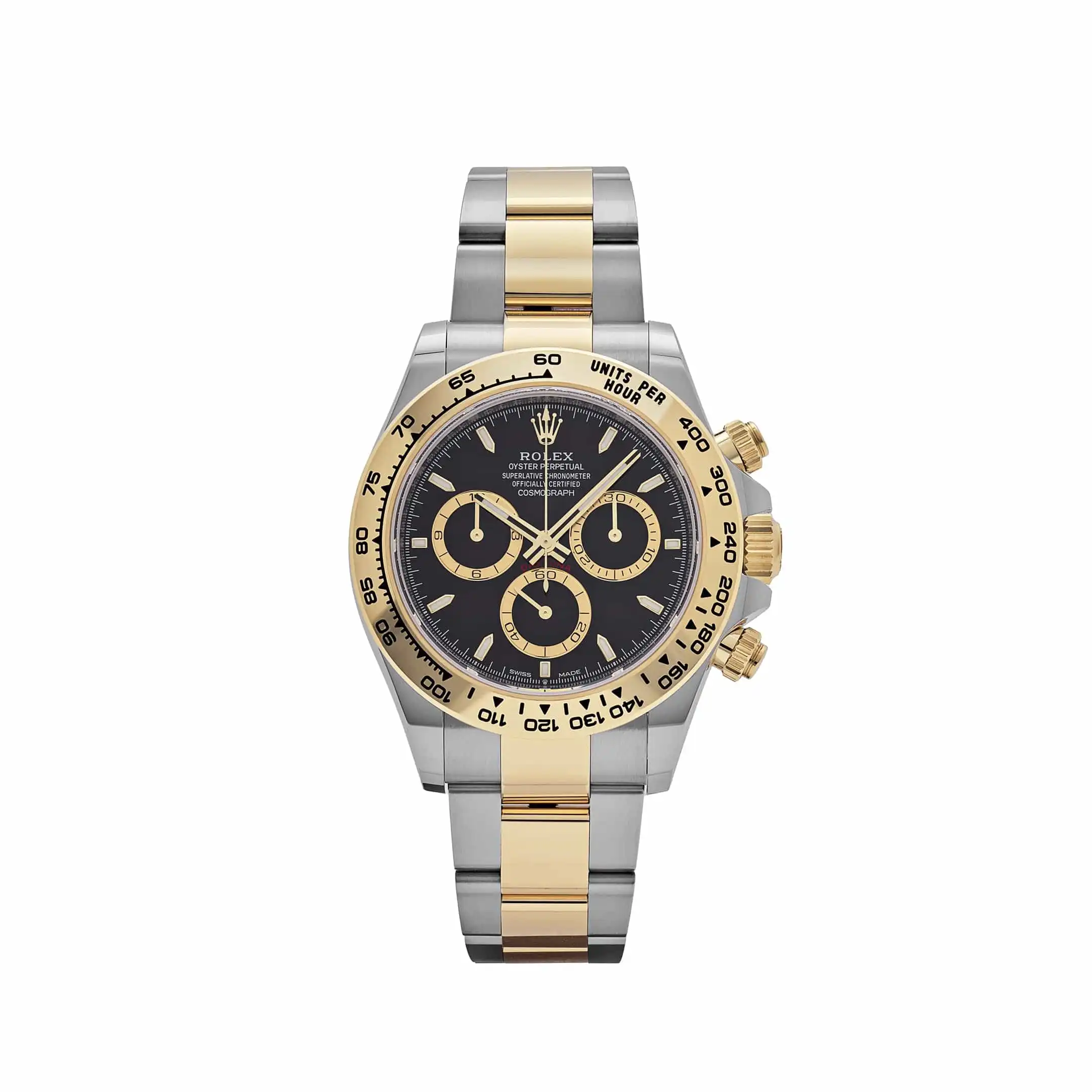 urgbhn2g3bj.webp Rolex Daytona Replica 126503 Stainless Steel Yellow Gold Black Dial - Image 1