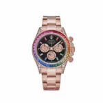 Rolex Daytona Replica 116595RBOW 'Rainbow' Rose Gold Black Dial Sapphire Bezel
