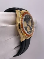 Rolex Daytona Replica 116588SACO Yellow Gold Orange Sapphire Bezel Black Diamo - Image 4