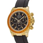 Rolex Daytona Replica 116588SACO Yellow Gold Orange Sapphire Bezel Black Diamond Dial - Image 2