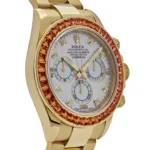 Rolex Daytona Replica 116578SACO Yellow Gold Sapphire Bezel Mother Of Pearl Dial - Image 3