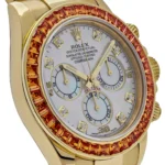 Rolex Daytona Replica 116578SACO Yellow Gold Sapphire Bezel Mother Of Pearl Dial - Image 5