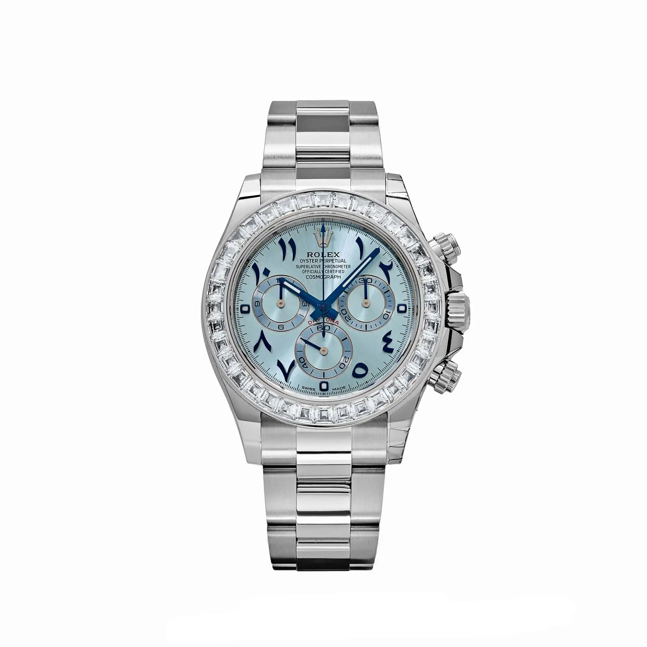flgjkn0o2a2.webp Rolex Daytona Replica 116576TBR Platinum Diamond Ice Blue Arabic Dial - Image 1