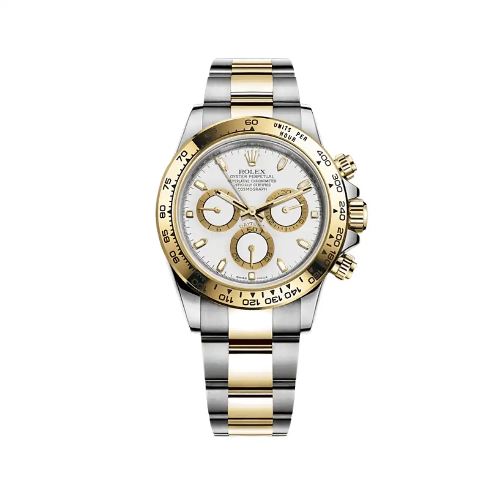 aabplpkt4qx.webp Rolex Daytona Replica 116523 Stainless Steel Yellow Gold White Dial - Image 1