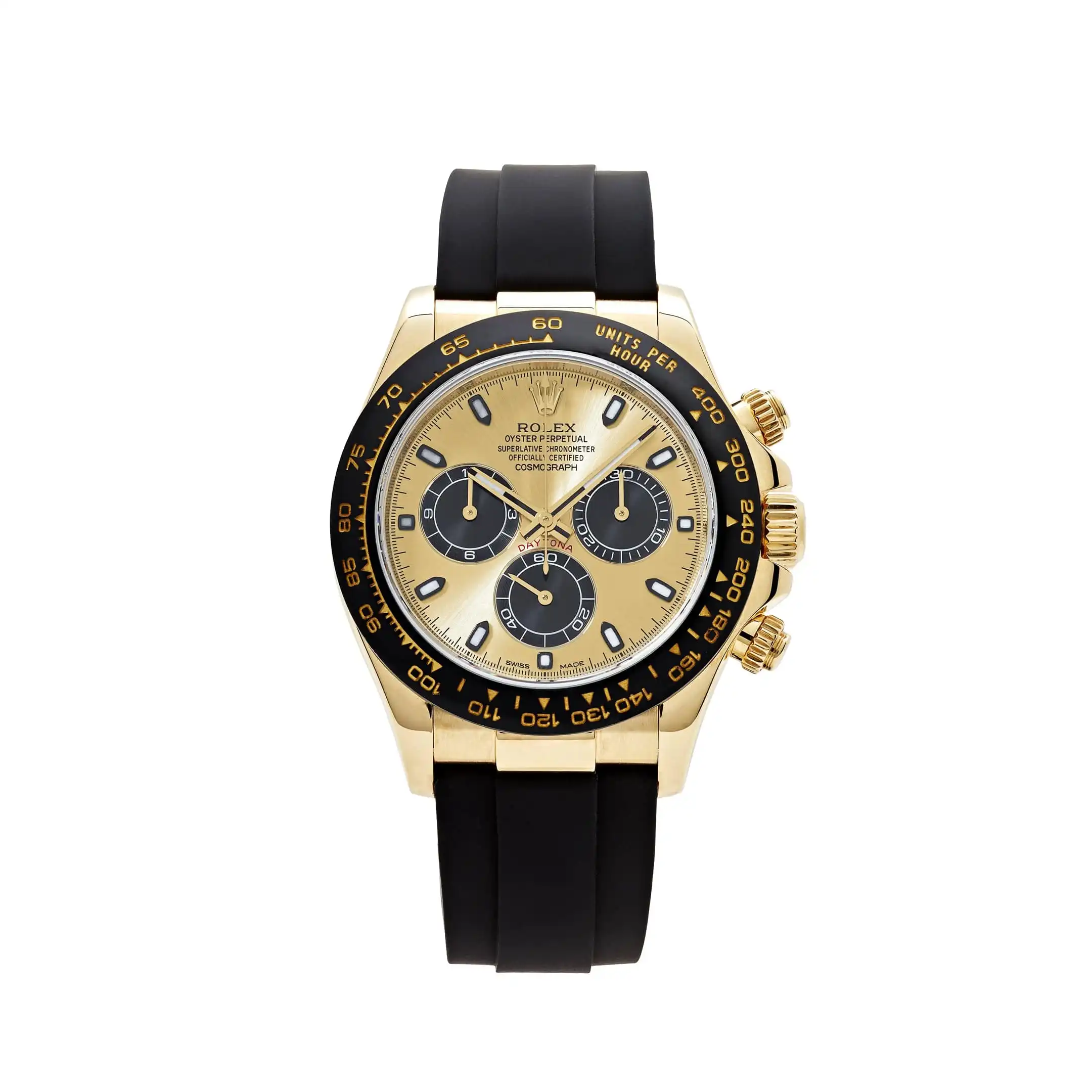 1fuvetmsugf.webp Rolex Daytona Replica 116518LN Yellow Gold Champagne Black Dial - Image 1