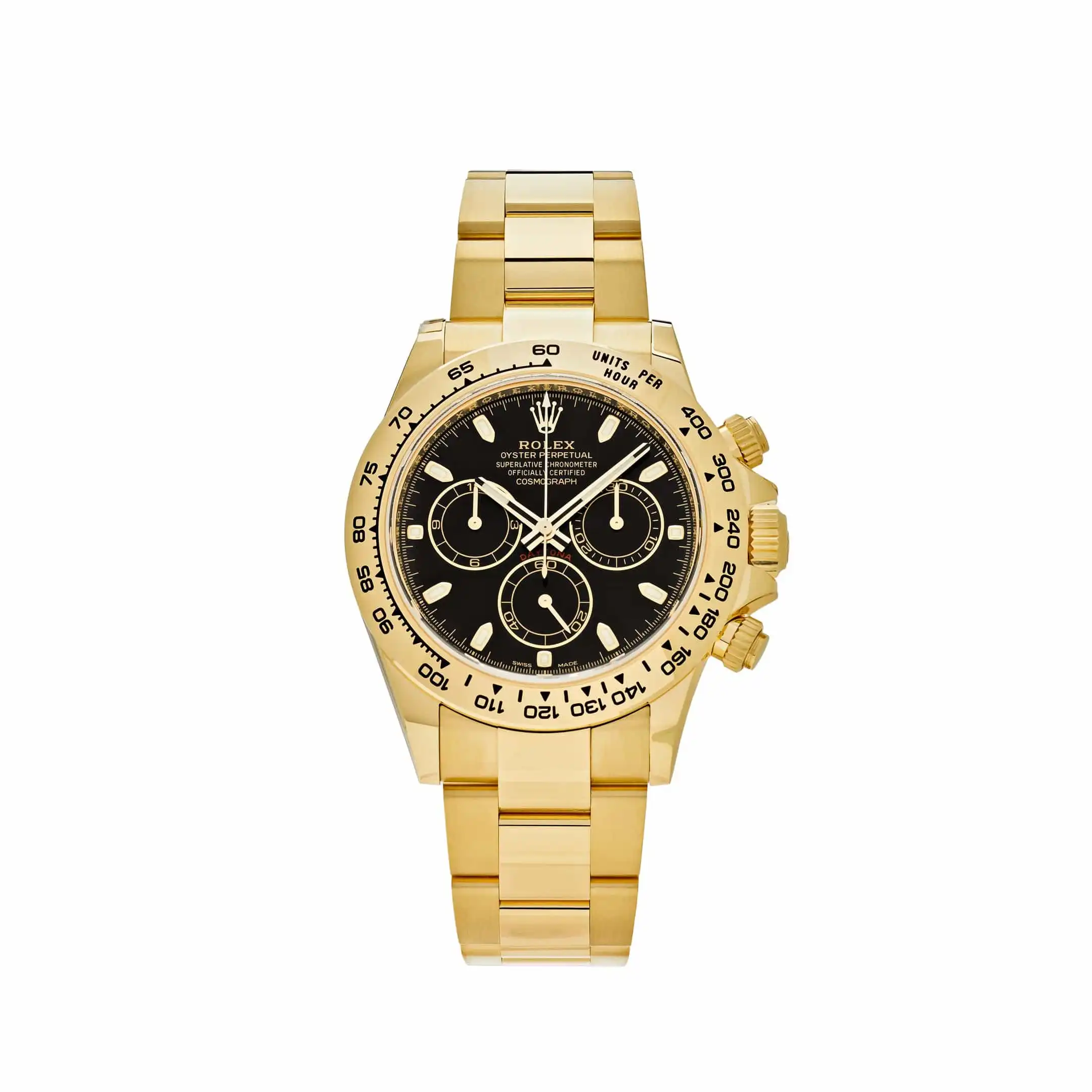 tidtd34kh4e.webp Rolex Daytona Replica 116508 Yellow Gold Black Dial - Image 1