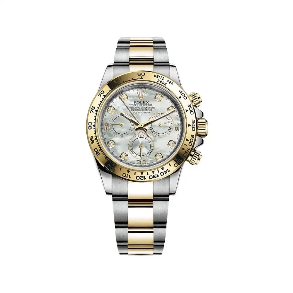 2emgk0pn2hc.webp Rolex Daytona Replica 116503 Yellow Gold Stainless Steel Mother of Pearl Diamo - Image 1