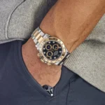 Rolex Daytona Replica 116503 Yellow Gold Stainless Steel Black Diamond Dial - Image 2